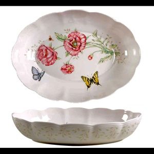 Lenox Butterfly Meadow Scalloped Oval Baker